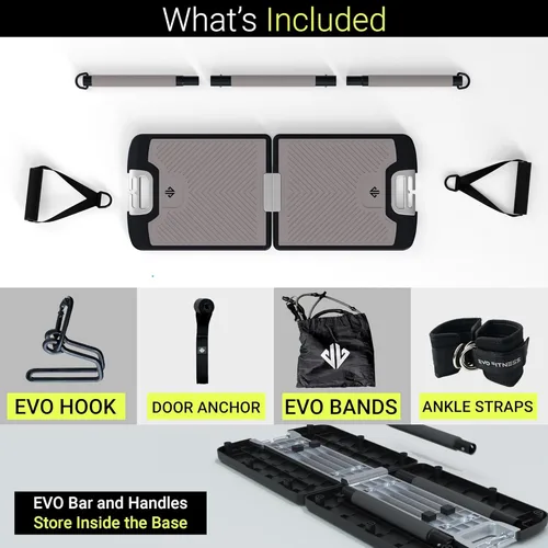 Miniatura 5 de EVO Gym - Equipo portátil de entrenamiento de fuerza para gimnasio en casa, gimnasio en casa, gimnasio todo en uno, bandas de resistencia, base