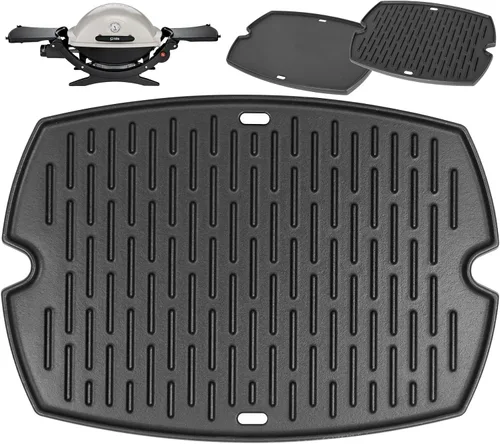 Miniatura 10 de 7582 Parrilla para Weber Baby Q, Accesorios Weber Q1000, Q1200, Q1400, Q100, Q120, Q140, 386001, 386002, Hierro Fundido Esmaltado Mate, Negro