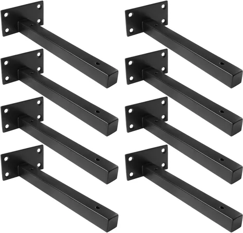 Miniatura 9 de Soportes de estante flotantes de 8 pulgadas, resistentes, soportes de estantería cuadrados, soportes flotantes de metal, soportes de montaje