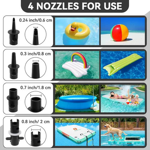 Miniatura 3 de FBSPORT Bomba de aire para alfombrilla inflable, bomba de aire eléctrica de 600 W con 4 boquillas, inflado portátil y rápido AC110-120V, adecuada