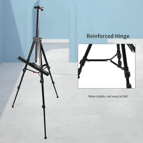 Miniatura 5 de RRFTOK Soporte de Caballete para Artista, Trípode de Metal Caballete Ajustable para Pintar Lienzos Altura de 21" a 66" con Triángulo Reforzado