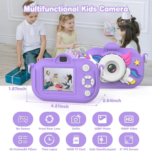 Miniatura 2 de Cámara para Niños Juguetes para Niños Pequeños para Niñas y Niños de 3-12 Años, Cámara de Video Digital para Niños, Regalos de Juguetes de Navidad