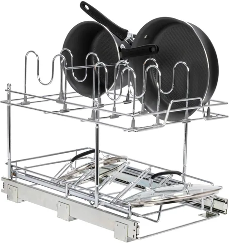 Miniatura 27 de Household Essentials Glidez Organizador de almacenamiento multiusos de acero cromado extraíble/deslizante para uso debajo del gabinete - Diseño de 2