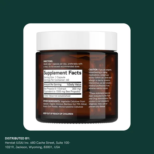 Miniatura 5 de Dr Sosnowski's Propóleo de Abeja 1500mg de Alta Potencia Superalimento Derivado del Colmillo, Cápsulas Vegetales, 60 Unidades Suministro