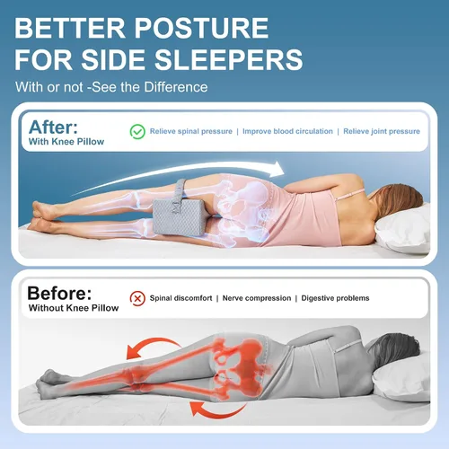 Miniatura 4 de UJPFEO Almohada de rodilla para personas que duermen de lado, almohada refrescante de piernas para ciática, rodillas, espalda, articulaciones entre