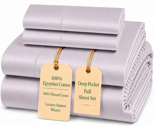 Miniatura 96 de Sábanas Twin XL 100% Algodón Para Cama Twin, Juego de Sábana Bajera Totalmente Elástica y Fundas de Almohada 800TC, Sábanas de Bolsillo Profundo 06