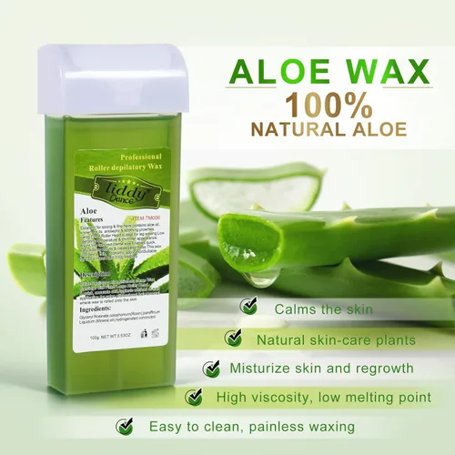 Miniatura 2 de Cera de depilación, repuesto de cera, cartucho de rodillo de cera suave para kit de depilación, cera depilatoria de aloe para pieles sensibles