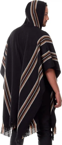 Miniatura 5 de INTI ALPACA Poncho con capucha de alpaca para hombre, cálido y suave, capa de capa