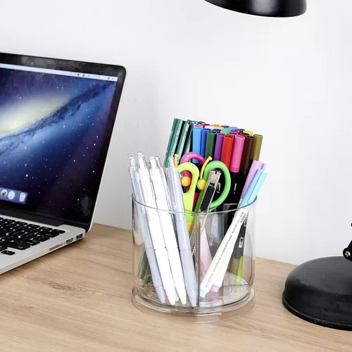 Miniatura 6 de Organizador para brochas de maquillaje - Contenedores de almacenamiento transparentes giratorios de 360° para tocador, escritorio, encimera, soporte