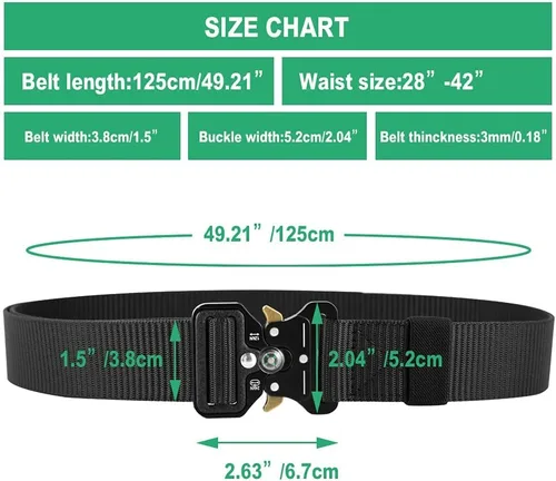 Miniatura 4 de Cinturones Tácticos para Hombres Paquete de 4, Cinturón Web Militar con Brújula, Cinturón Rigger de Servicio Pesado con Hebilla de Metal