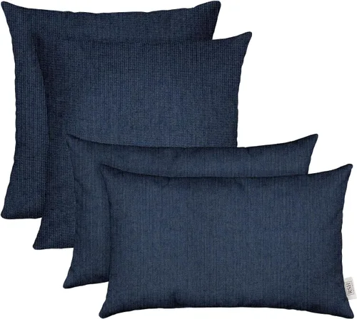 Miniatura 35 de RSH DECOR: Sunbrella Juego de 4 almohadas lumbares y cuadradas 20 x 12 pulgadas y 17 x 17 pulgadas Tela resistente al agua y a la decoloración