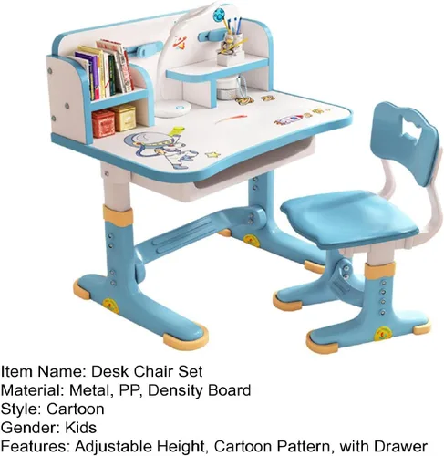Miniatura 6 de Juego de escritorio y silla para niños, escritorio de estudio para estudiantes en altura ajustable, escritorio ampliado, multiseparación