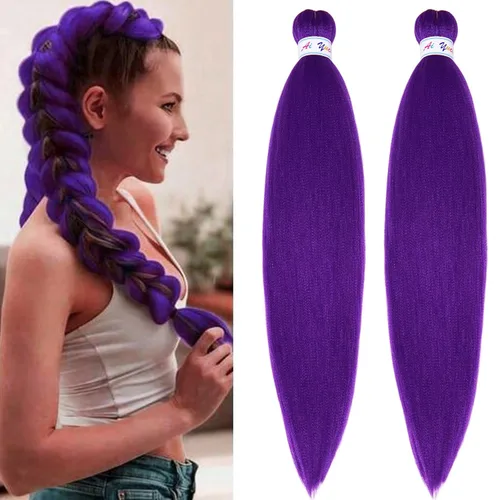 Miniatura 39 de Cabello para Trenzar Naranja Jengibre Pre-Estirado Kanekalo Cabello para Trenzar Pre-estirado 26 pulgadas Extensiones de Cabello Sintético
