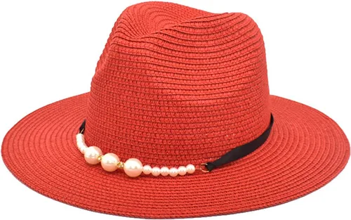 Miniatura 6 de Moda Primavera Verano Protector Solar Cap Pearl Accesorios Sombrero de Sol Ala Ancha Retro Jazz Top Hat Mujer Sombrero de paja