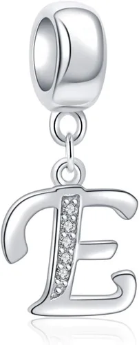 Miniatura 22 de ABUN Abalorio de plata de ley 925 con letra A a la Z, espaciador de inicial, con circonita cúbica transparete colgante, auténtica, para pulseras
