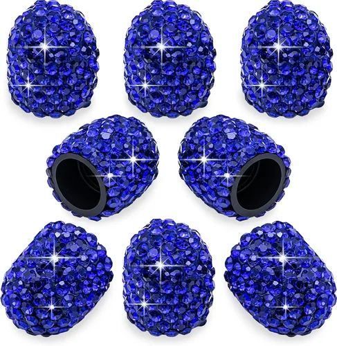 Miniatura 39 de 8 PCS Tapas de Válvula de Vástago de Neumático con Diamantes de Cristal Brillante, Tapas de Válvula de Neumático de Coche a Prueba de Polvo Blanco