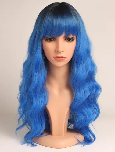 Miniatura 26 de Pelucas Bob Onduladas Negras Naturales a la Altura del Hombro Para Mujeres Pelucas Cortas Onduladas Con Flequillo Pelucas Sintéticas Onduladas