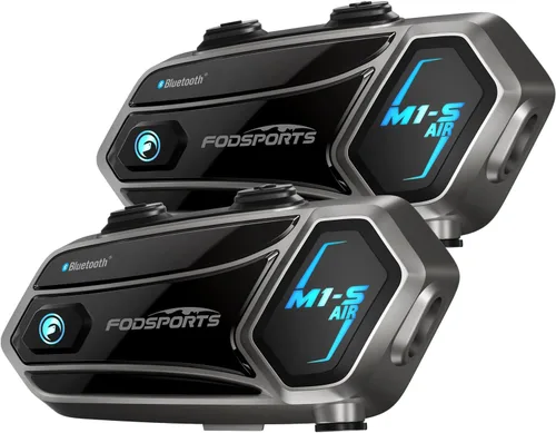 Miniatura 8 de Fodsports M1-S Air - Auriculares Bluetooth para motocicleta con compartición de música, intercomunicador de 4 vías para moto, sistema