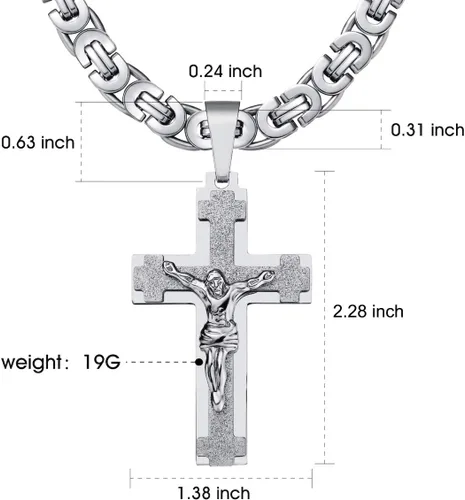 Miniatura 4 de Collar con dije de Jesucristo para hombre de acero inoxidable, 45505560657029.5 pulgadas.