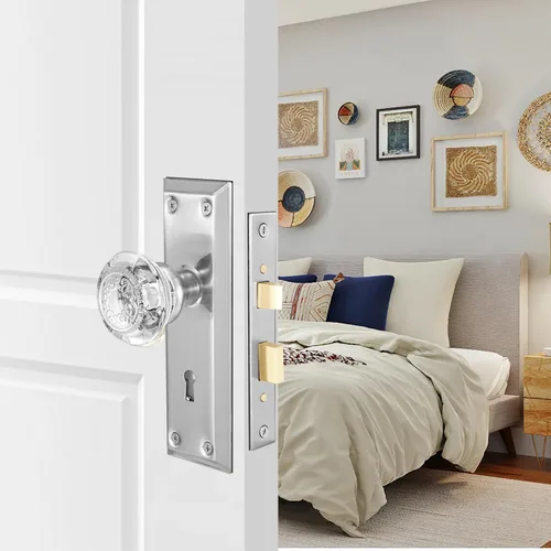 Miniatura 3 de Juego de cerradura de embutir ToPToToo para puerta interior, pomos de puerta de vidrio de cristal interior, reemplazo de perilla de puerta