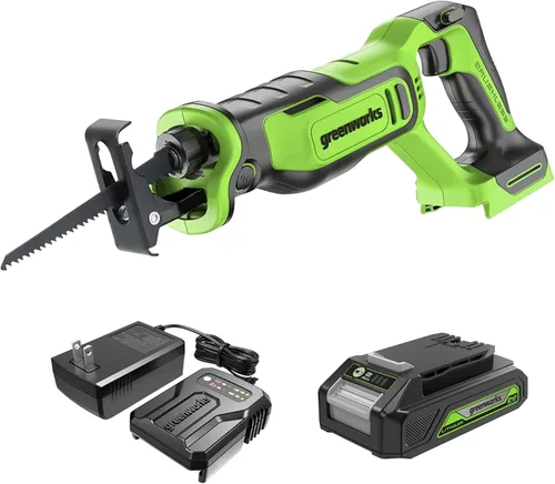 Miniatura 10 de Greenworks Sierra recíproca inalámbrica sin escobillas de 24 V (1-1/8") (2,700 SPM), solo herramienta