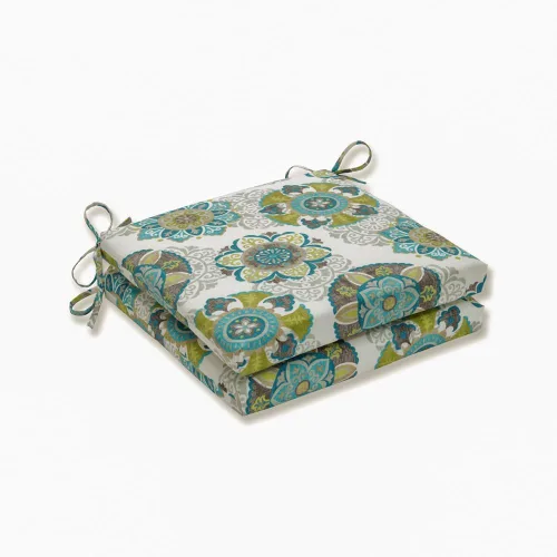 Miniatura 11 de Pillow Perfect Cojín cuadrado para asiento de silla esquinera para interiores y exteriores con lazos, relleno de fibra de felpa, resistente a