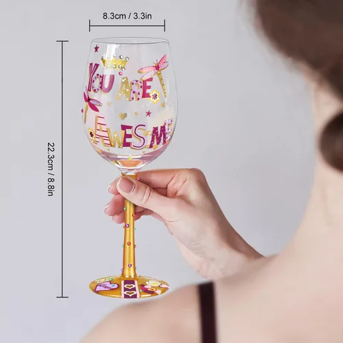 Miniatura 3 de NymphFable You are Awesome Regalos para mujeres, regalo de agradecimiento, copas de vino pintadas a mano, copas de vino decorativas, regalo