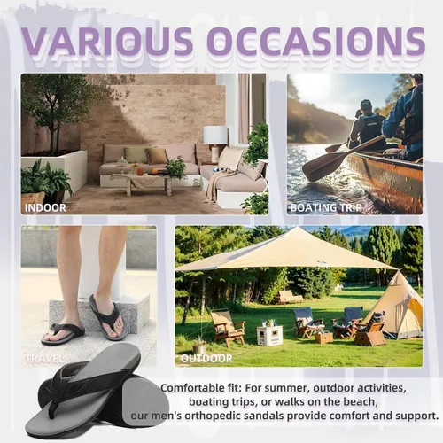 Miniatura 18 de MEGNYA Sandalias ortopédicas para hombre para fascitis plantar, sandalias atléticas con soporte para el arco, cómodas pantuflas para caminar