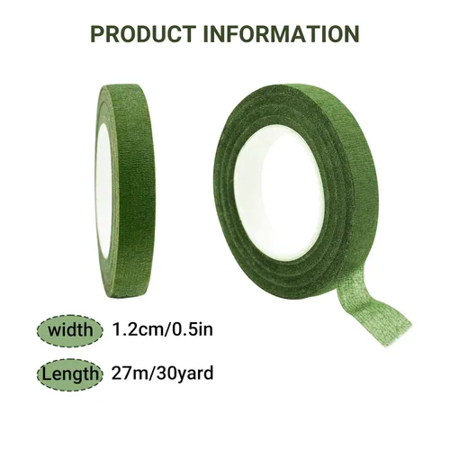 Miniatura 2 de Max Shape 12 rollos de cintas florales de 1/2 pulgada de 30 yardas para envolver tallos de ramos, cinta floral verde para arreglos florales