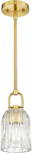 Miniatura 18 de FEMILA Lámpara Colgante Dorada, Accesorios de Iluminación Colgante de 4", Iluminación para Isla de Cocina, Vidrio Martilleado, Base E26, 4FY86MIL BG