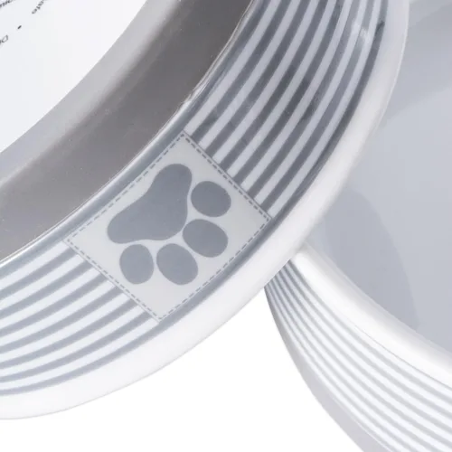 Miniatura 4 de DII Hueso seco Bol mascota de cerámica para comida & agua, con borde de silicona para antideslizante Pequeño, Mediano, Grande Perros y Gatos, L, Gris