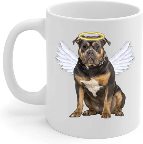 Miniatura 2 de Black Tan American Bully Angel Wings Taza de café conmemorativa – Regalos de condolencias para los amantes de los perros, taza blanca de 11 onzas