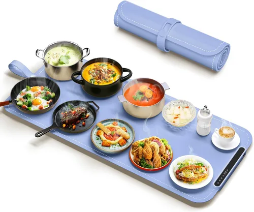 Miniatura 7 de Tapete de calentamiento para alimentos – Bandeja de calentamiento eléctrica, XXL (36 x 16 pulgadas), tapete calentador de alimentos con Beige