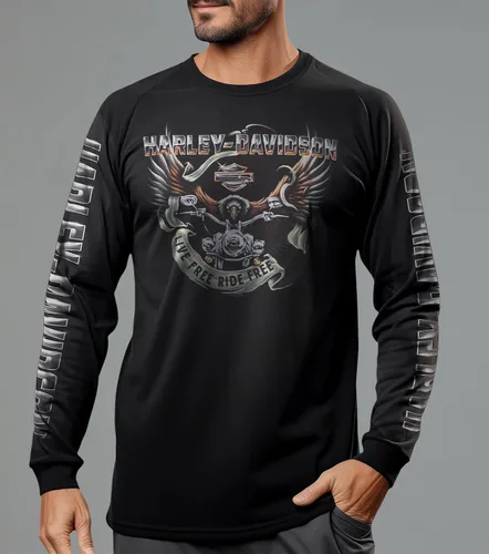 Miniatura 2 de Harley-Davidson Camiseta de manga larga para hombre con base aérea Kadena, Eagle Ride