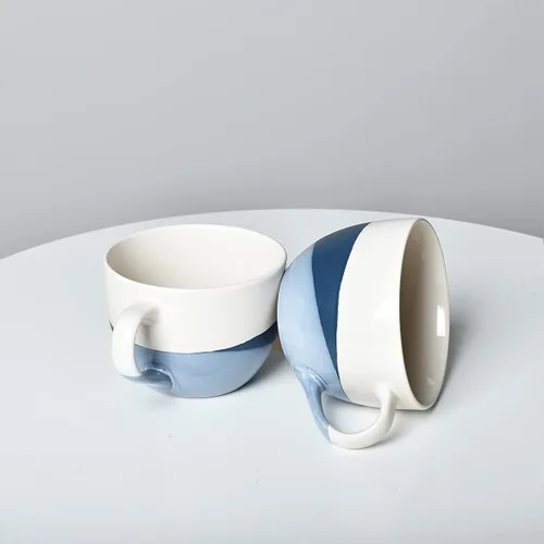 Miniatura 6 de Bosmarlin Juego de 2 tazas grandes de cerámica para café con leche, tazas de sopa jumbo para oficina y hogar, 18 onzas, aptas para lavavajillas