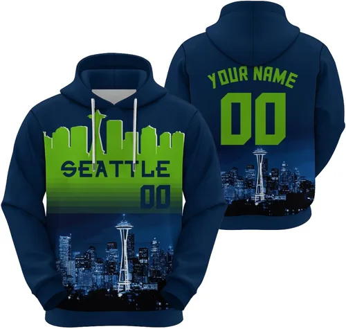 Custom Football Hoodies City Night Skyline Personalized Sweatshirt Name Number Fan Gift Pullover for Men Women Youth