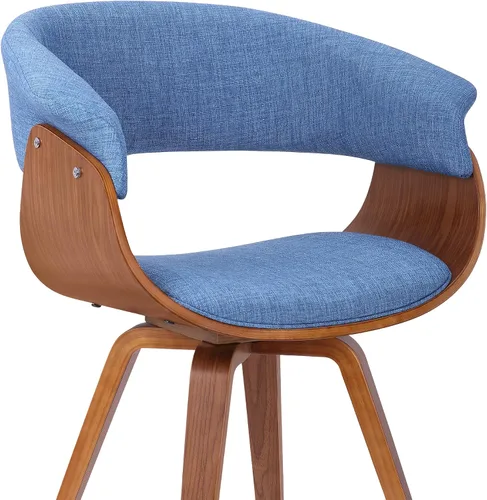 Miniatura 4 de Armen Living Silla de verano moderna de mediados de siglo en tela azul con acabado de madera de nogal - Juego de 2