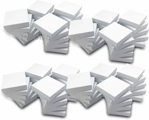 Miniatura 5 de TheDisplayGuys - Caja de regalo de papel de cartón relleno de algodón #33, color blanco remolino (3.6 x 3.6 x 1.1)