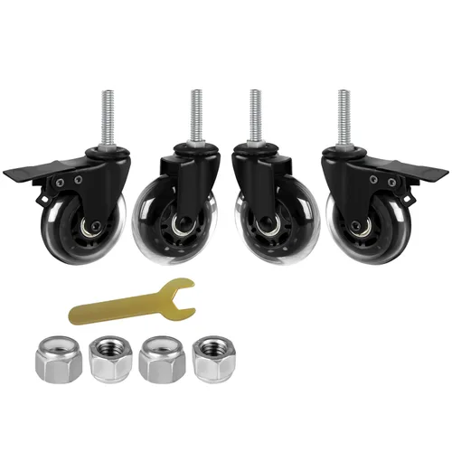 Ruedas giratorias de 3 pulgadas, juego de 4 ruedas giratorias pesadas (2 frenos, 2 giratorios), ruedas de vástago roscado de 3/8 a 16 x 1.5, rueda