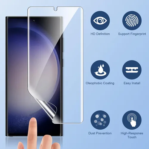 Miniatura 4 de LK 3 Pack para Protector de Pantalla Samsung Galaxy S23 Ultra [No es de Vidrio] [Soporte Desbloqueo por Huella Dactilar] Protector de Pantalla
