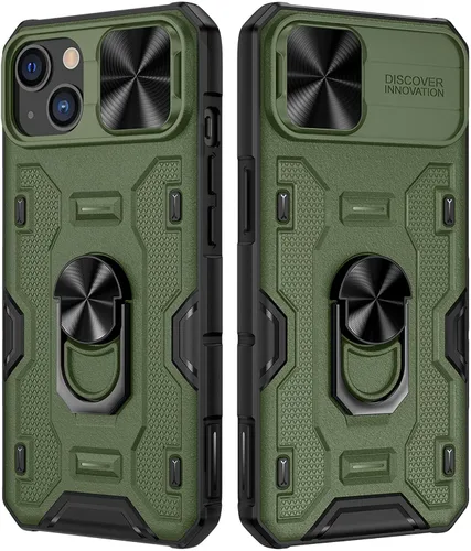 Miniatura 9 de VEGO Funda con soporte para iPhone 13 Pro Max / 12 Pro Max de 6.7 pulgadas con cubierta deslizante para lente, soporte de anillo giratorio de 360
