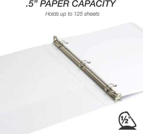 Miniatura 3 de Samsill - Carpeta duradera de 5 pulgadas, fabricada en los Estados Unidos, con anillos en D, transparente y personalizable, color blanco