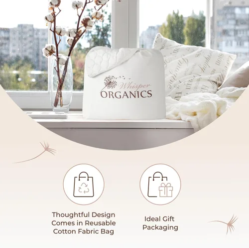 Miniatura 6 de Almohadilla de colchón 100% de algodón orgánico - Protector de colchón transpirable y refrescante tamaño Queen - Protector de colchón orgánico Blanco