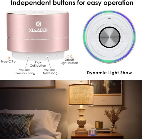 Miniatura 4 de Mini altavoz Bluetooth para la ducha, altavoz impermeable IPX6, con luces RGB, micrófono, cordón de silicona portátil, ventosa, sonido claro