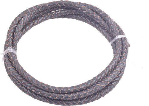 Miniatura 61 de KONMAY 2 yardas 8.0mm Cordón redondo de cuero trenzado auténtico marrón antiguo para corbata de bolo