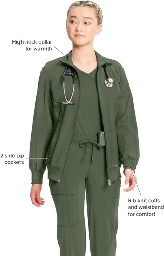 Miniatura 31 de Infinity by Cherokee 2391A - Chaquetas médicas con cremallera frontal para mujer, tela elástica en 4 direcciones
