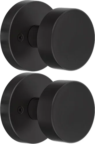 Miniatura 7 de Paquete de 4 perillas falsas interiores negras, perillas de puerta negras mate para puertas plegables de armario, manija de puerta redonda moderna