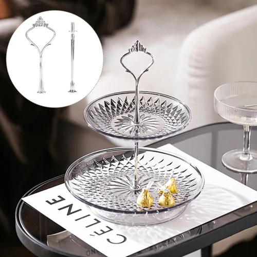 Miniatura 3 de Alvinlite Soporte plateado para cupcakes, bandeja pequeña de 2 niveles, soporte para pasteles, soporte para cupcakes, soporte de postre, decoración