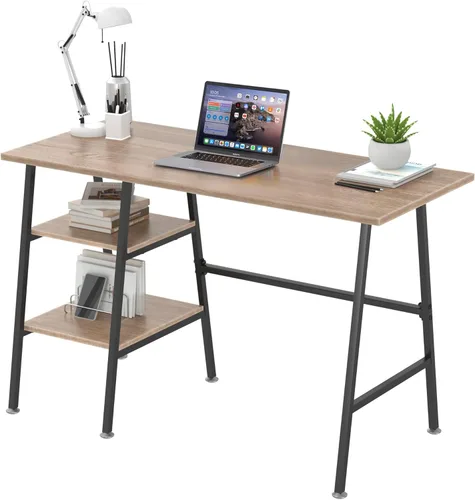 VECELO Escritorio para computadora de oficina en casa de 43 pulgadas, escritorio moderno y simple con almacenamiento para dormitorio, mesa simple