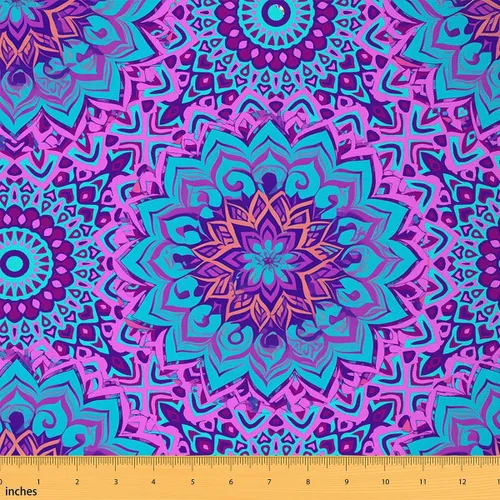 Miniatura 8 de Tela con patrón Paisley de The Yard, tela de tapicería floral étnica boho para sillas y sofás, costura, tela impermeable de arte mandala abstracto